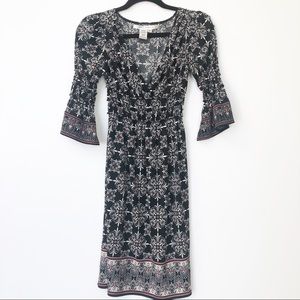 Max Studio 3/4 Bell Sleeve V Neck Dress Size XS